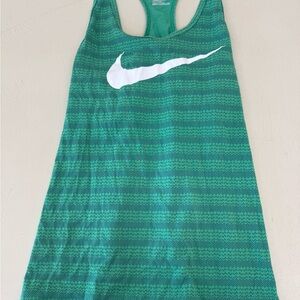 Nike Green Striped Racerback Tank with White Swoosh Logo